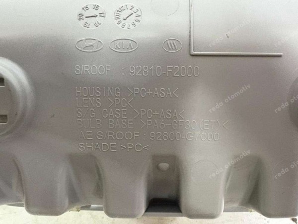 Hyundai Elantra Ön Tavan Konsolu Aydınlatma Sunrooflu Orj. 92810-F2000 CP (FC122)