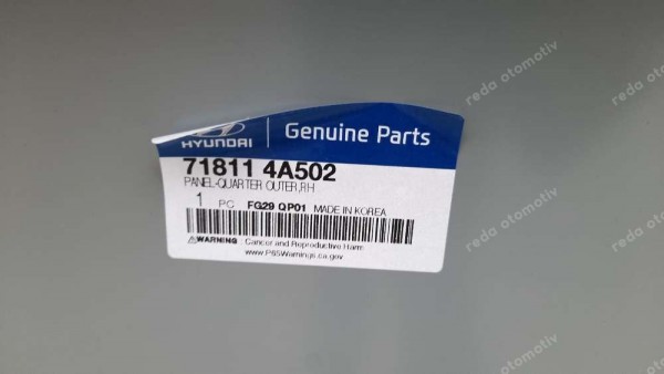 Hyundai Starex Sağ Arka Çamurluk Orj. 71811-4A502 YP (GI-109)