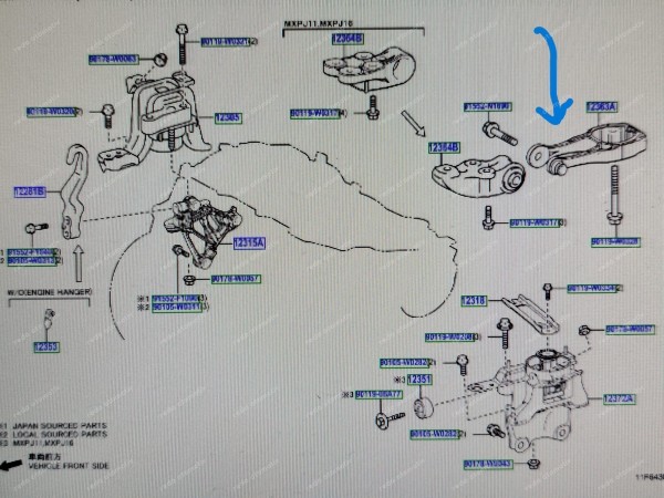 Toyota Yaris Croos Motor Alt Takozu Kulağı 12363-F3060 SP (AA121)