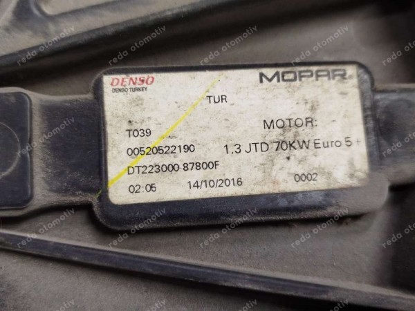 Fiat Egea 1.3 JTD Euro 5 Fan Motoru 8E3541000 00520522190 CP