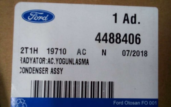 Ford Connect Klima Radyatörü AC Yoğunlaşma Orjinal 2T1H-19710-AC Orjn YP (ID-130)