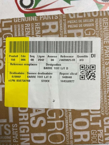 Renault Koleos 2 Tavan Sağ Barı 738208251R YP (EB-140)