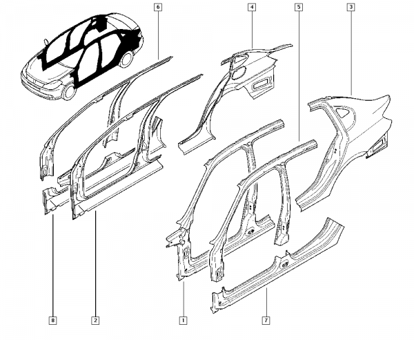 Renault Symbol Thalıa Sağ Üst Kapı Kasası 7751478673 YP (B-B-130)