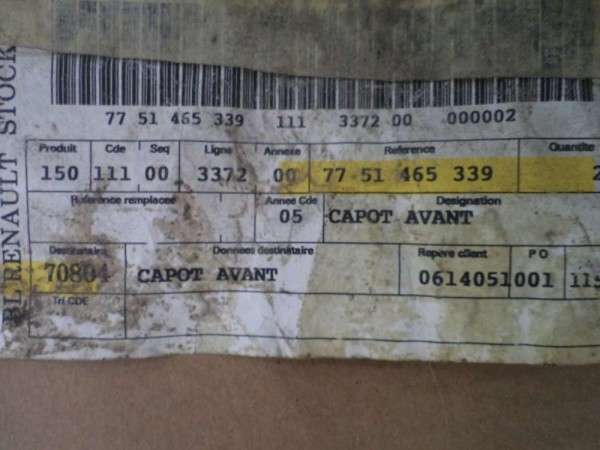 Renault Express Kaput 7751465339 YS YP